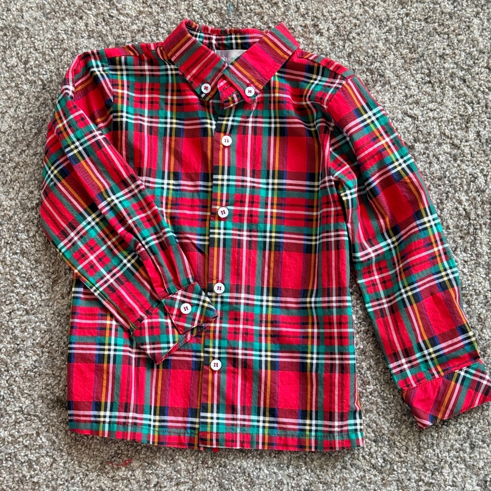 Plaid Kids Shirt - Red and Green